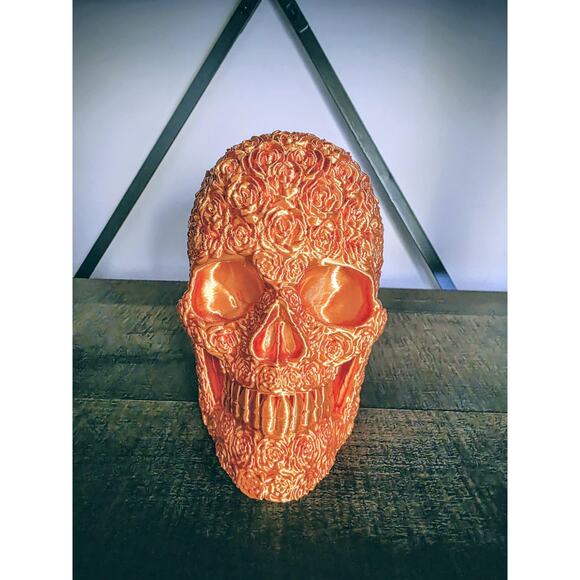 Blooming Skull Sunset Ombre Rose Floral Skull 3d Figure - Picture 3 of 5